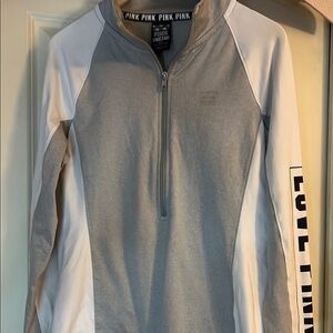 PINK Victoria's Secret Women's Gray and White Long Sleeve Top